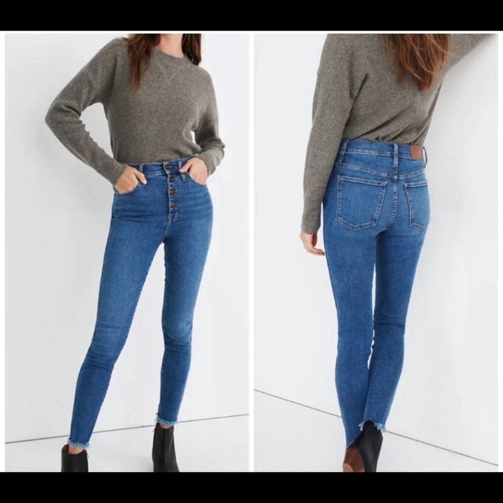 10” high rise Madewell jeans raw hem 27 skinny